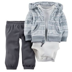 Carter's Baby Boys 3-Piece Jacket Outfit, Grey 24M